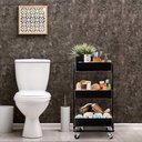 Ver imagem 3 de Carrinho Multiuso Organizador 3 Prateleiras em Aco Preto Quarto Sala Brinquedos Salao Manicure Varan