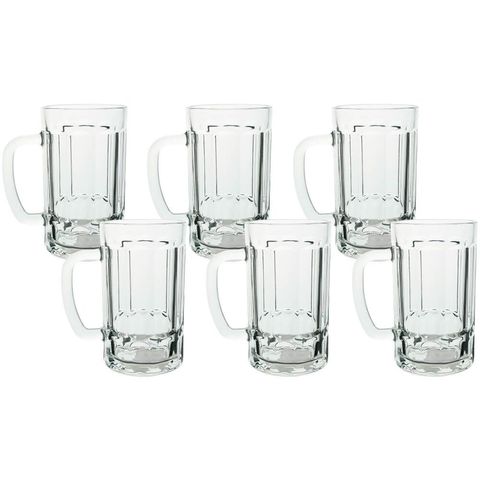 Jogo de Canecas de Chopp de Vidro 360ml 6 Peça - Seu Lar