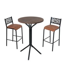 Conjunto Bistrô Dani 2 Banquetas e Mesa Tampo Bp Redondo - 3