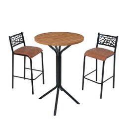 Conjunto Bistrô Dani 2 Banquetas e Mesa Tampo Bp Redondo - 2