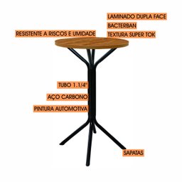 Conjunto Bistrô Dani 2 Banquetas e Mesa Tampo Bp Redondo - 3