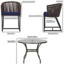 Ver imagem 2 de Mesa com 6 Cadeiras de Jantar Roma 120cm e Noronha em Alumínio Preto Corda Náutica Estofado 10 Trama