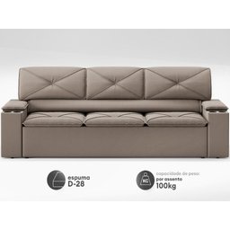 Sofá com Porta Copos Retrátil e Reclinável Pop 2,05m Velosuede Capuccino - Netsofas - 3