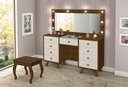 Ver imagem 1 de Penteadeira Camarim com Espelho e Banqueta Mila Malbec / Off White