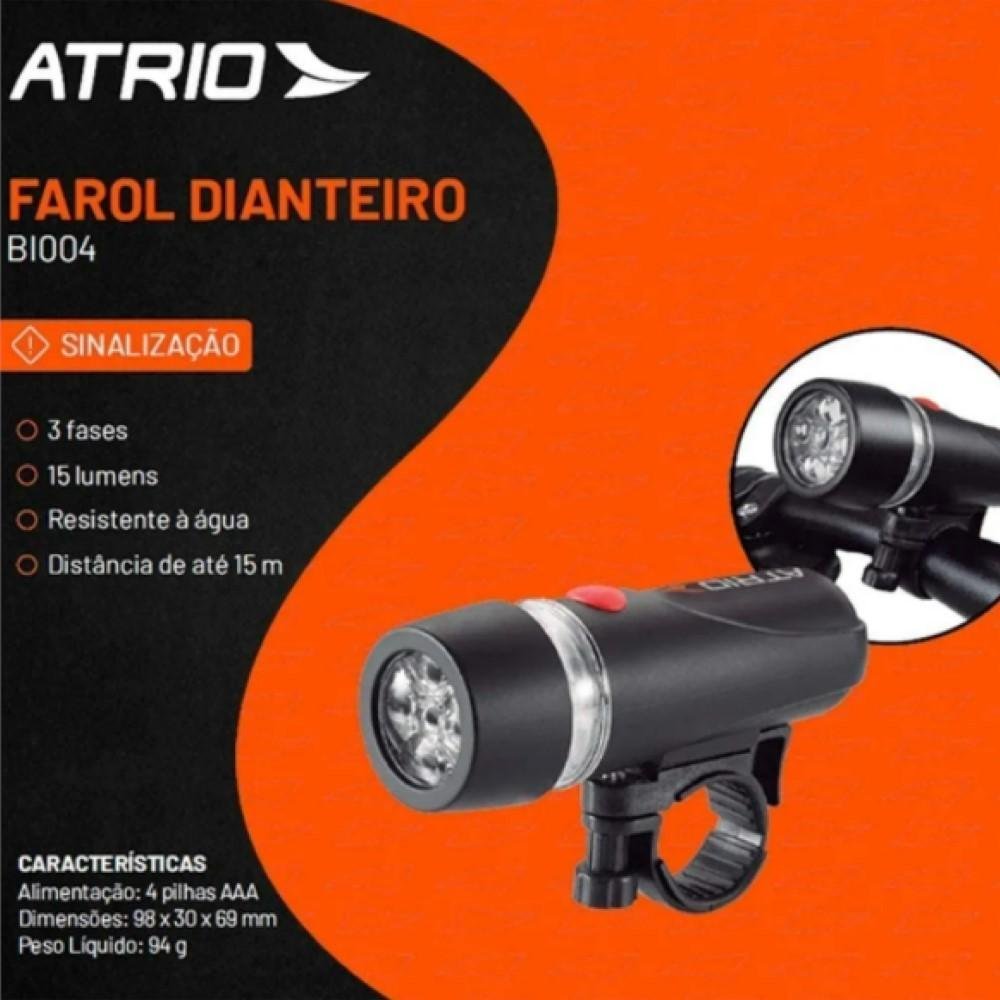 Farol Dianteiro Bike Atrio Preto Com Pilhas Inclusas - 2