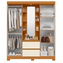 Ver imagem 2 de Guarda Roupa Solteiro 4 Portas Capelinha Olimpia e Cômoda Fontana Cinamomo Off White - Móveis Albatr