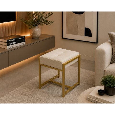 Banco Banqueta Decorativo Linha Alta Future:Boucle Off White