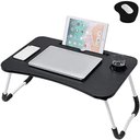 Ver imagem 4 de Mesa Notebook Dobravel Home Office Bandeja Sofa Cama Multiuso Suporte Porta Copo Preto