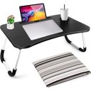 Ver imagem 1 de Mesa Notebook Dobravel Home Office Bandeja Sofa Cama Multiuso Suporte Porta Copo Preto