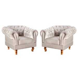 Conjunto 2 Poltronas Chesterfield Dom Pedro Decoração Sala Recepção Retrô