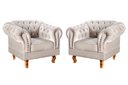 Ver imagem 1 de Conjunto 2 Poltronas Chesterfield Dom Pedro Decoração Sala Recepção Retrô Bege Claro