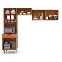 Ver imagem 2 de Cozinha Compacta Modulada 4 Portas 1 Gaveta Vittoria Marrom/Freijó/Off-White