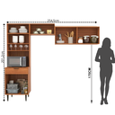 Ver imagem 3 de Cozinha Compacta Modulada 4 Portas 1 Gaveta Vittoria Marrom/Freijó/Off-White