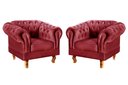 Ver imagem 1 de Conjunto 2 Poltronas Chesterfield Dom Pedro Decoração Sala Recepção Retrô Vermelho Bordô