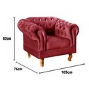Ver imagem 3 de Conjunto 2 Poltronas Chesterfield Dom Pedro Decoração Sala Recepção Retrô Vermelho Bordô