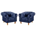 Ver imagem 4 de Conjunto 2 Poltronas Chesterfield Dom Pedro Decoração Sala Recepção Retrô Azul Marinho