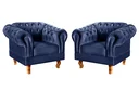 Ver imagem 4 de Conjunto 2 Poltronas Chesterfield Dom Pedro Decoração Sala Recepção Retrô Azul Marinho
