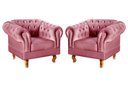 Ver imagem 1 de Conjunto 2 Poltronas Chesterfield Dom Pedro Decoração Sala Recepção Retrô Rosa