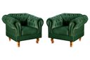 Ver imagem 1 de Conjunto 2 Poltronas Chesterfield Dom Pedro Decoração Sala Recepção Retrô Verde