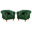 Ver imagem 1 de Conjunto 2 Poltronas Chesterfield Dom Pedro Decoração Sala Recepção Retrô Verde