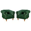 Ver imagem 1 de Conjunto 2 Poltronas Chesterfield Dom Pedro Decoração Sala Recepção Retrô Verde
