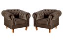Ver imagem 1 de Conjunto 2 Poltronas Chesterfield Dom Pedro Decoração Sala Recepção Retrô Marrom