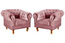 Ver imagem 1 de Conjunto 2 Poltronas Chesterfield Dom Pedro Decoração Sala Recepção Retrô Rosa Rose