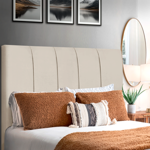 Cabeceira Casal Estofada 140cm Slim Veludo com Frames:bege
