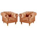 Ver imagem 1 de Conjunto 2 Poltronas Chesterfield Dom Pedro Decoração Sala Recepção Retrô Laranja Terracota