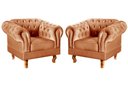 Ver imagem 1 de Conjunto 2 Poltronas Chesterfield Dom Pedro Decoração Sala Recepção Retrô Laranja Terracota