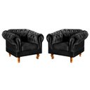 Ver imagem 1 de Conjunto 2 Poltronas Chesterfield Dom Pedro Decoração Sala Recepção Retrô Preto