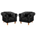 Ver imagem 1 de Conjunto 2 Poltronas Chesterfield Dom Pedro Decoração Sala Recepção Retrô Preto