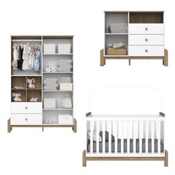 Conjunto Quarto de Bebê Completo Berço 2 em 1, Guarda-roupa e Cômoda Yuri Espresso Móveis - 7