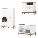 Ver mais imagens de Conjunto Quarto de Bebê Completo Berço 2 em 1, Guarda-Roupa e Cômoda Yuri Espresso Móveis Branco/Jequitibá HP