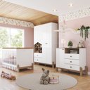 Ver imagem 1 de Conjunto Quarto de Bebê Completo Berço 2 em 1, Guarda-Roupa e Cômoda Yuri Espresso Móveis Branco/Jequitibá HP