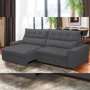 Ver imagem 2 de Sofá Retrátil Reclinável para Sala de Estar Living 250cm Dimas F04 Bouclê Grafite - Lyam Decor
