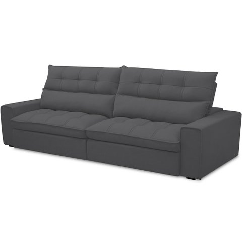 Sofá Retrátil Reclinável para Sala de Estar Living 250cm Dimas F04 Bouclê Grafite - Lyam Decor