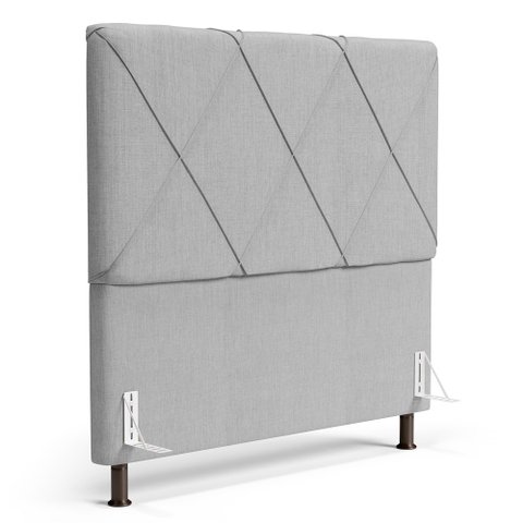 Cabeceira Cama Box Casal King Size Mel 195cm com Frame Linho Cinza Claro - Desk Design