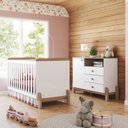 Ver imagem 1 de Conjunto Quarto de Bebê Berço 2 em 1 e Cômoda Yuri Branco/Jequitibá HP