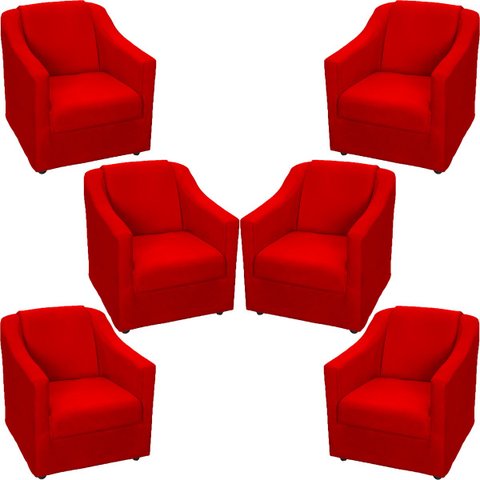 Kit 6 Poltronas Decorativas Para Sala De Espera Recepção Escritório Consultório Suede