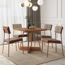 Ver imagem 1 de Conjunto Jantar Mesa 90cm + 4 Cadeiras Estofadas em Linho Nf