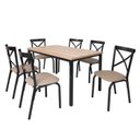 Ver imagem 3 de Conjunto Karina Flex 1,36m Tampo Laminado com 6 Cadeiras Preto/Fosco/Linho Bege