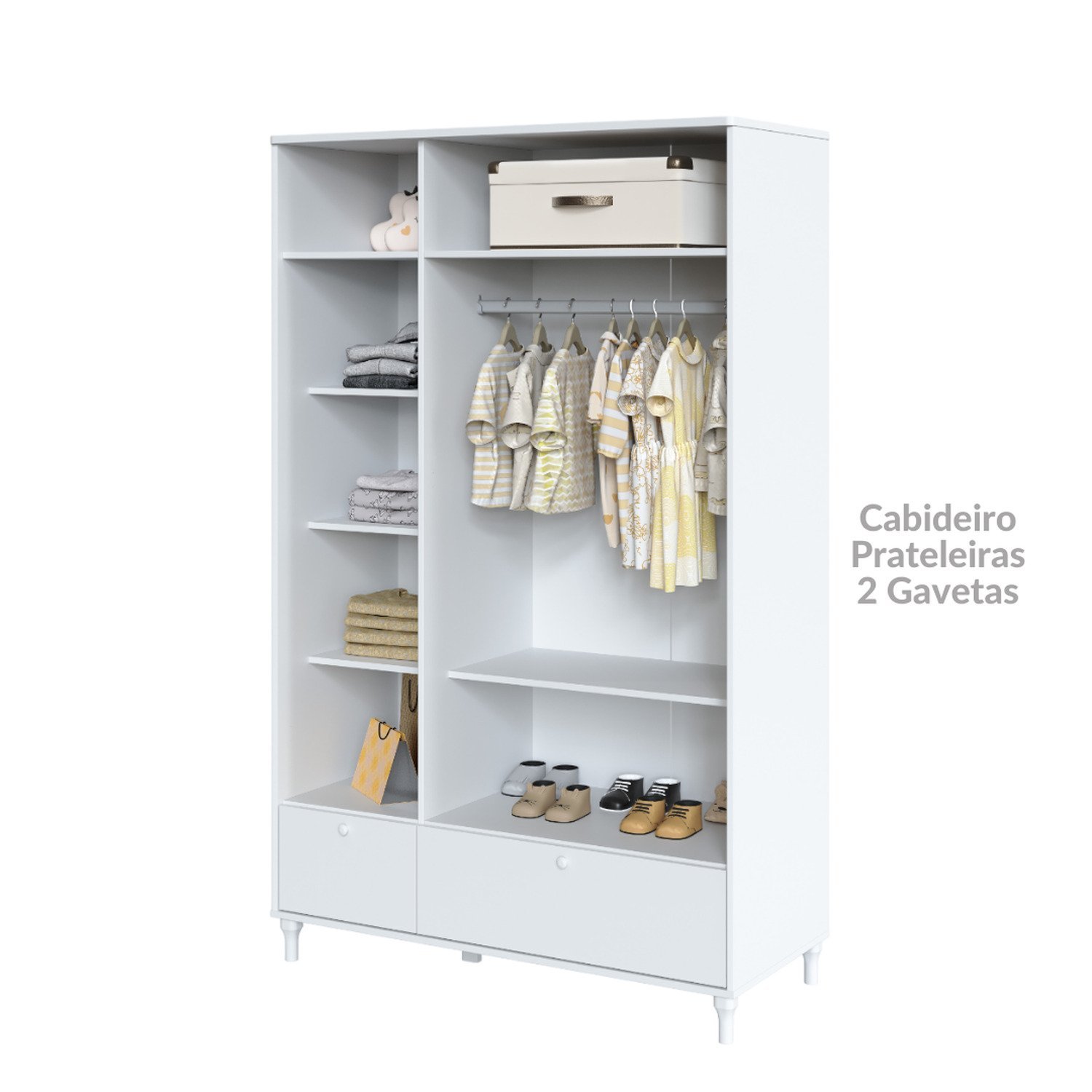 Guarda-roupa 3 Portas e 2 Gavetas com Rattan Coleção Fofura - 5