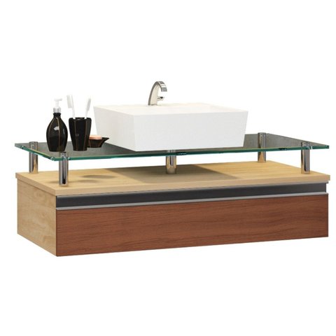 Gabinete Banheiro 60cm Ametista Marrom/Freijo/Natura