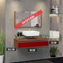 Ver imagem 3 de Gabinete Banheiro 60cm Ametista Vermelho/Natura/Vinho