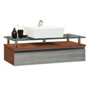 Ver imagem 1 de Gabinete Banheiro 60cm Ametista Cinza/Natura/Rovere