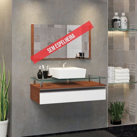 Gabinete Banheiro 60cm Ametista Branco/Natura