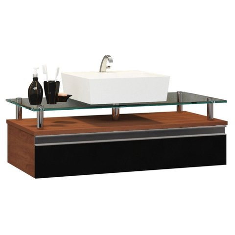 Gabinete Banheiro 60cm Ametista Preto/Natura