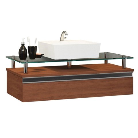 Gabinete Banheiro 60cm Ametista Marrom/Natura