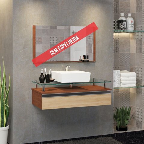 Gabinete Banheiro 60cm Ametista Bege/Natura/Freijo